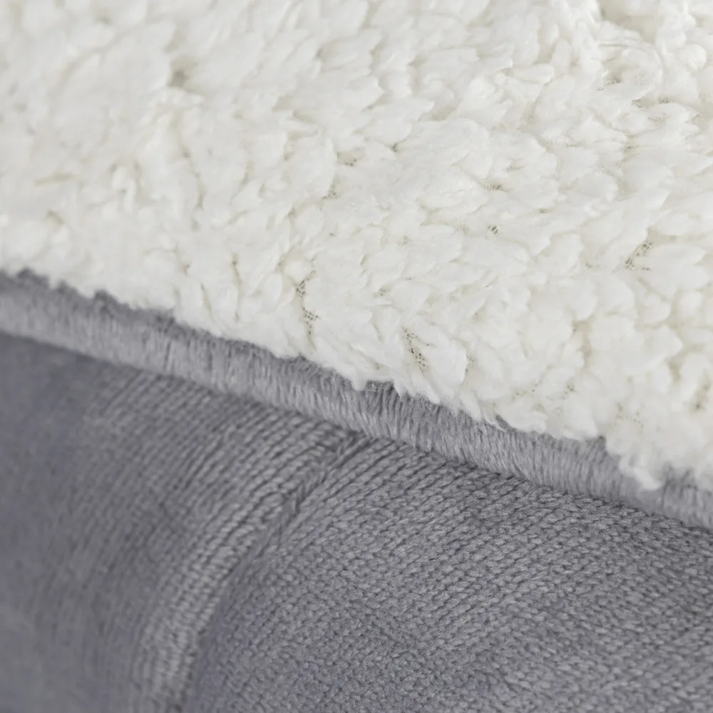 Detalhe da pelúcia sherpa do coberdrom